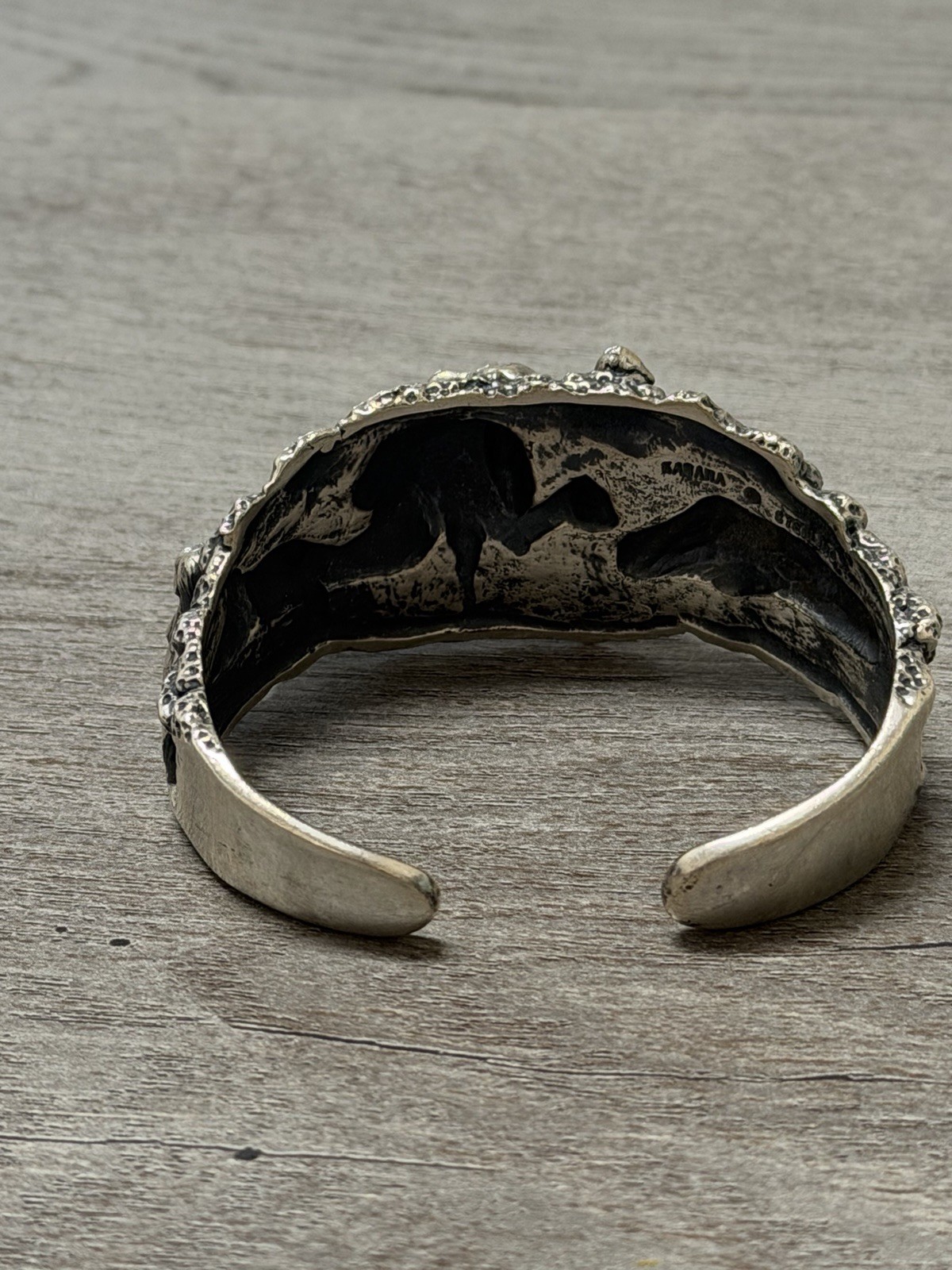KABANA Sterling African Safari Animals 3D Cuff Bracelet Lion Hippo Gorilla Rhino