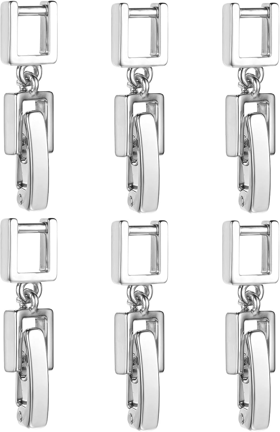 6 Pcs Silver Watch Extender Clasp Fold over Clasp Necklace Bracelet Extenders fo