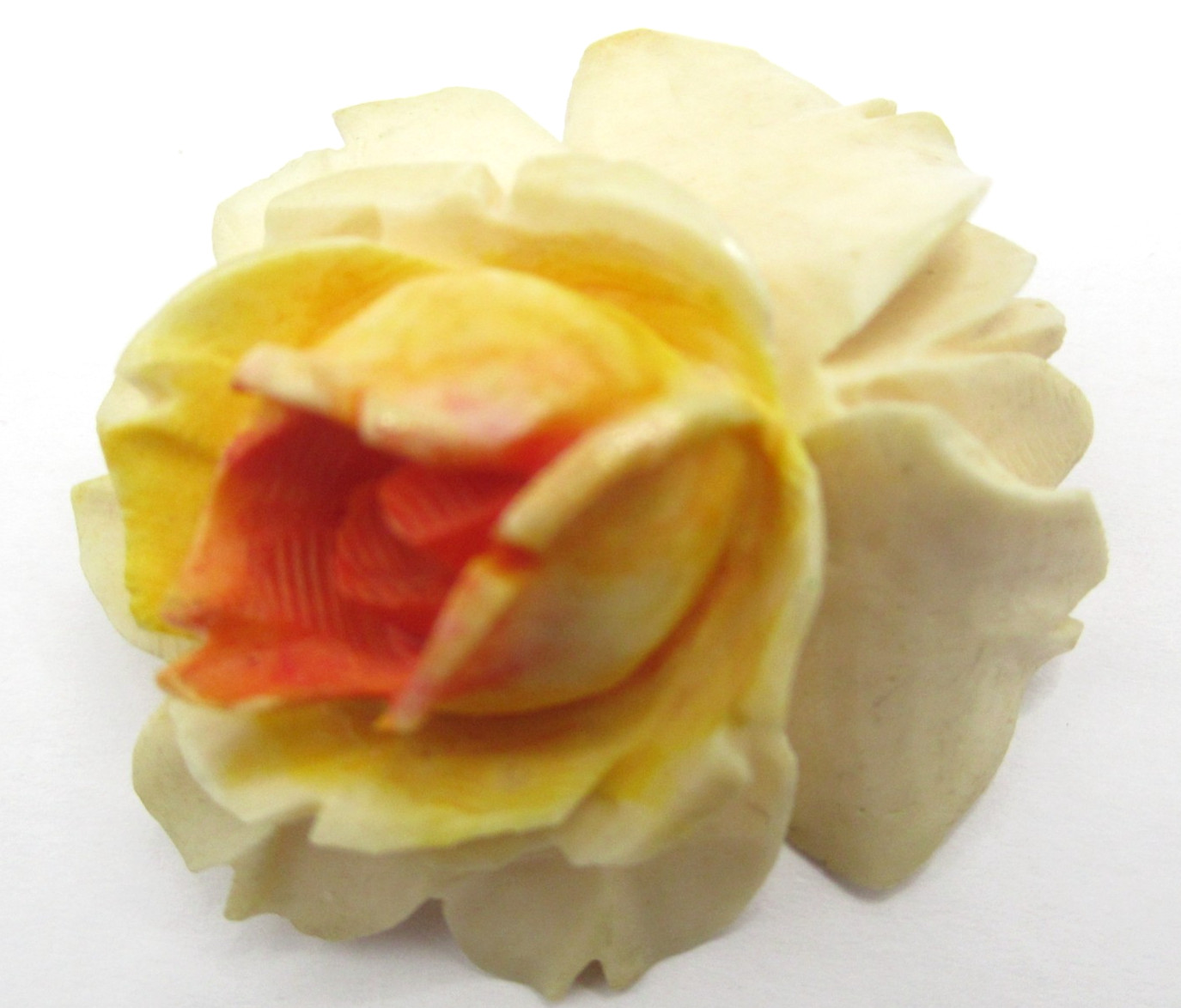 Rose Flower Carved Antique Celluloid Brooch Pin