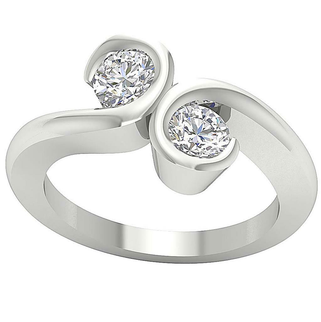 Forever Us Two Stone Engagement Ring SI1 G 1.10 Carat Round Diamond 14K Gold