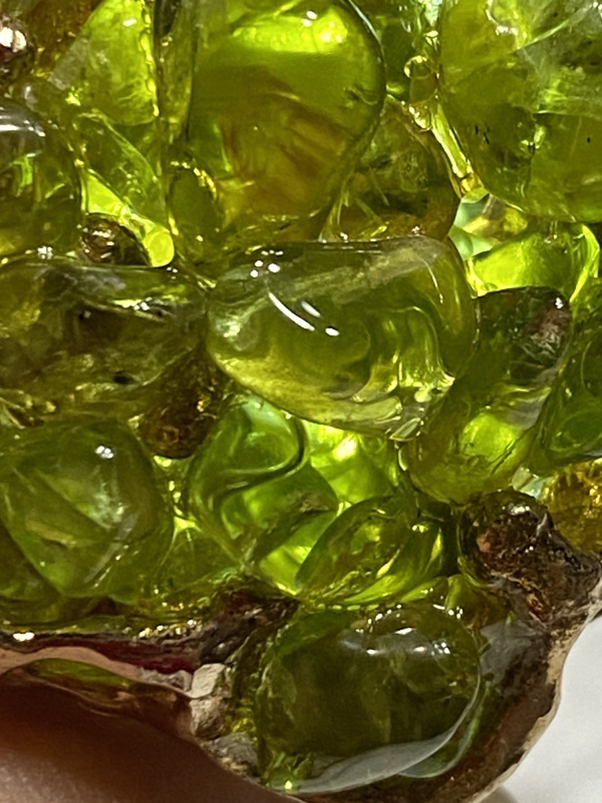 Vintage Genuine Peridot Nugget Gold Tone Clamper Hinged Cuff Bracelet