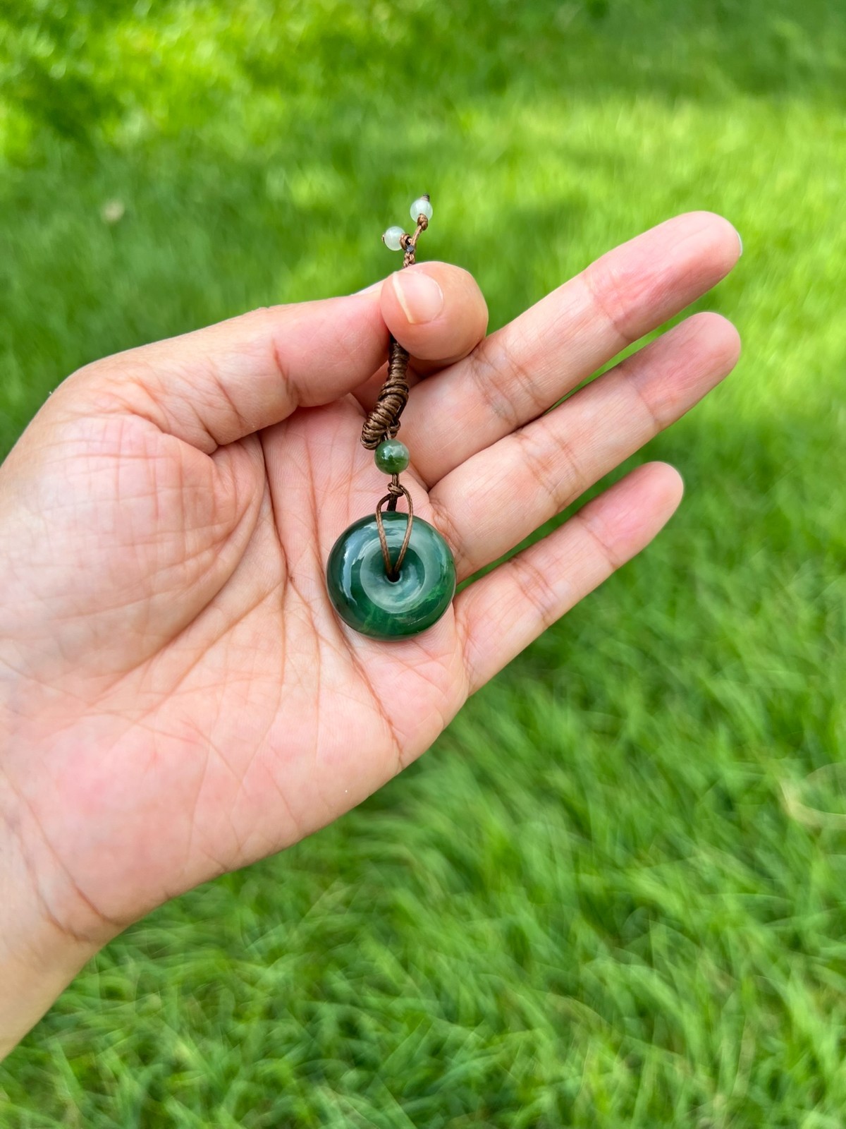 Genuine 100% Natural Rich Green Nephrite Jade PingAn Pendant H141 C