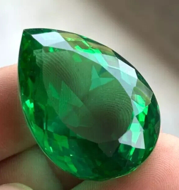 AAA+ Large Green Emerald 97.20 Ct. Pear Cut Loose Gemstone Ring for Gift Women