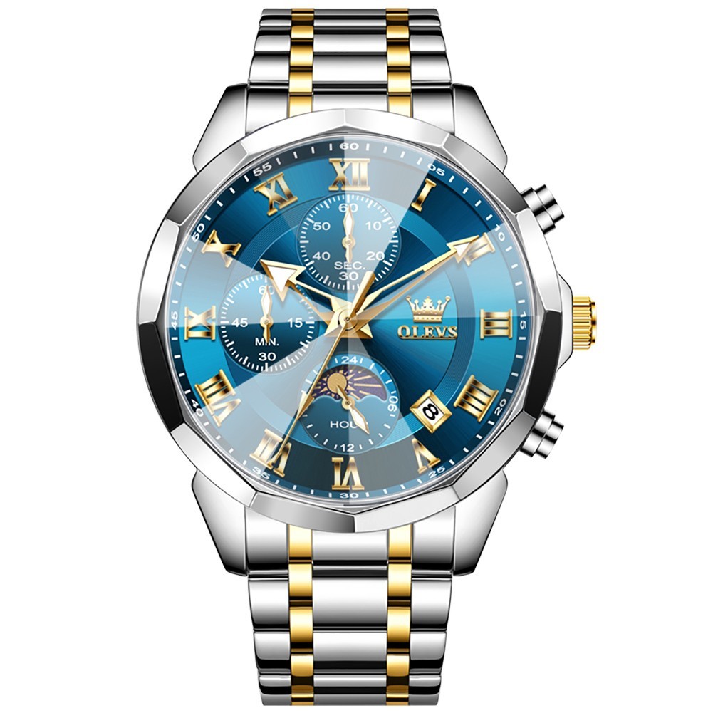 OLEVS Japan Movement Leisure Classics Date Two Tone Gents Quartz Watch 3675`