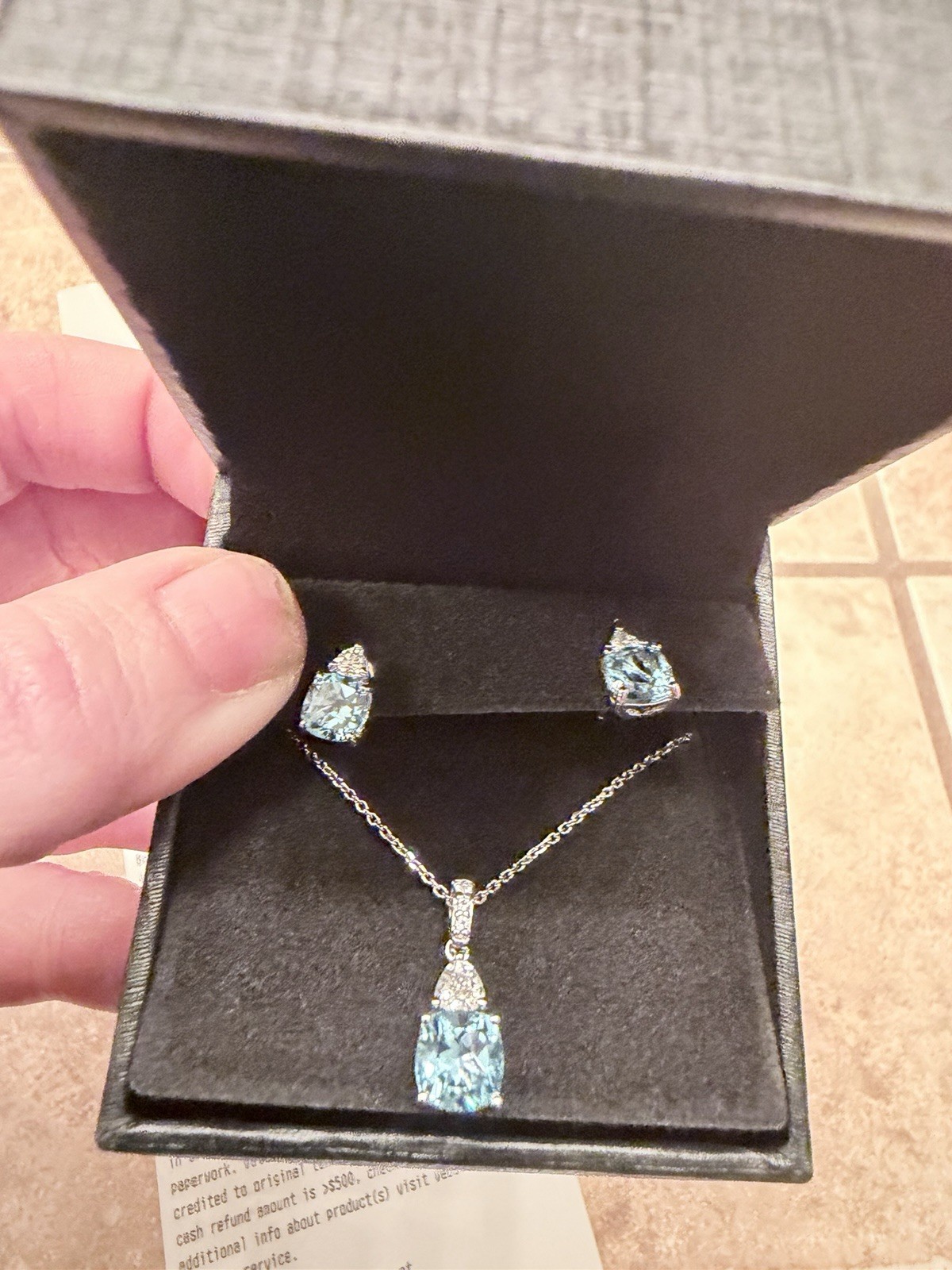 Ssil Silver Birthstone Blue Earrings And Necklace