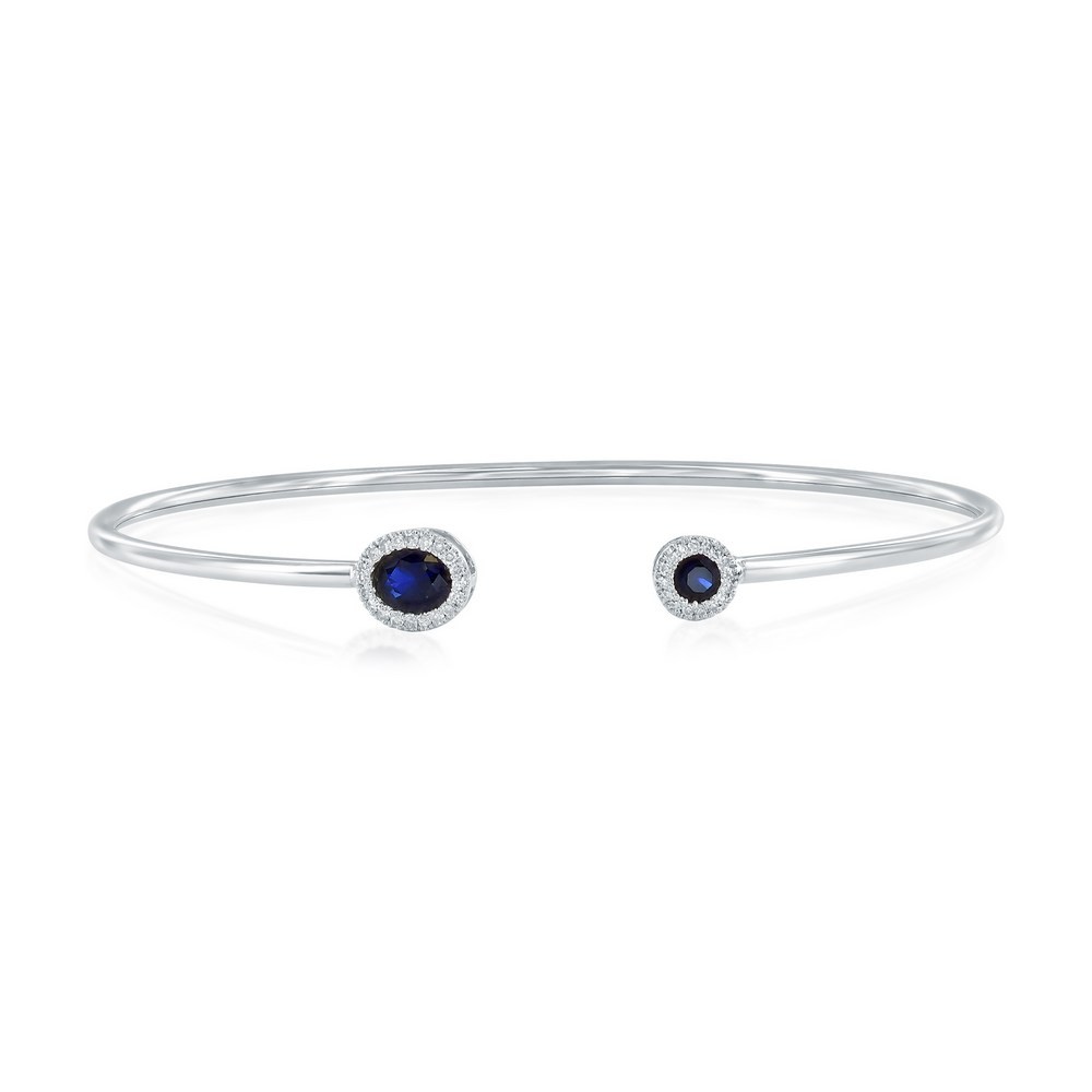 Lab-Grown 0.54ct Sapphire & 0.11ct Natural Diamond Bangle – (38 Stones)