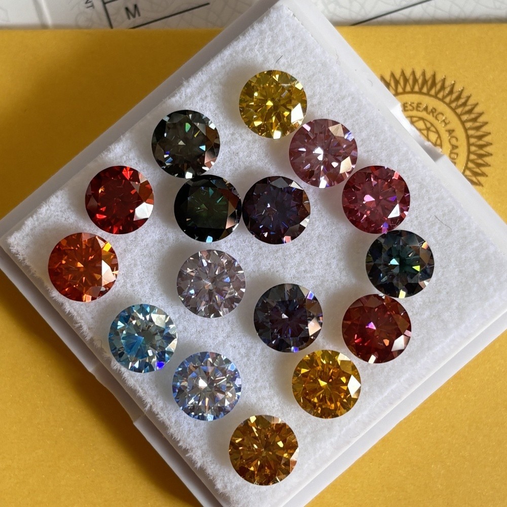 GRA VVS1 Multicolor 0.1-5ct Round Cut Moissanite Stone Wholesale for Jewelry