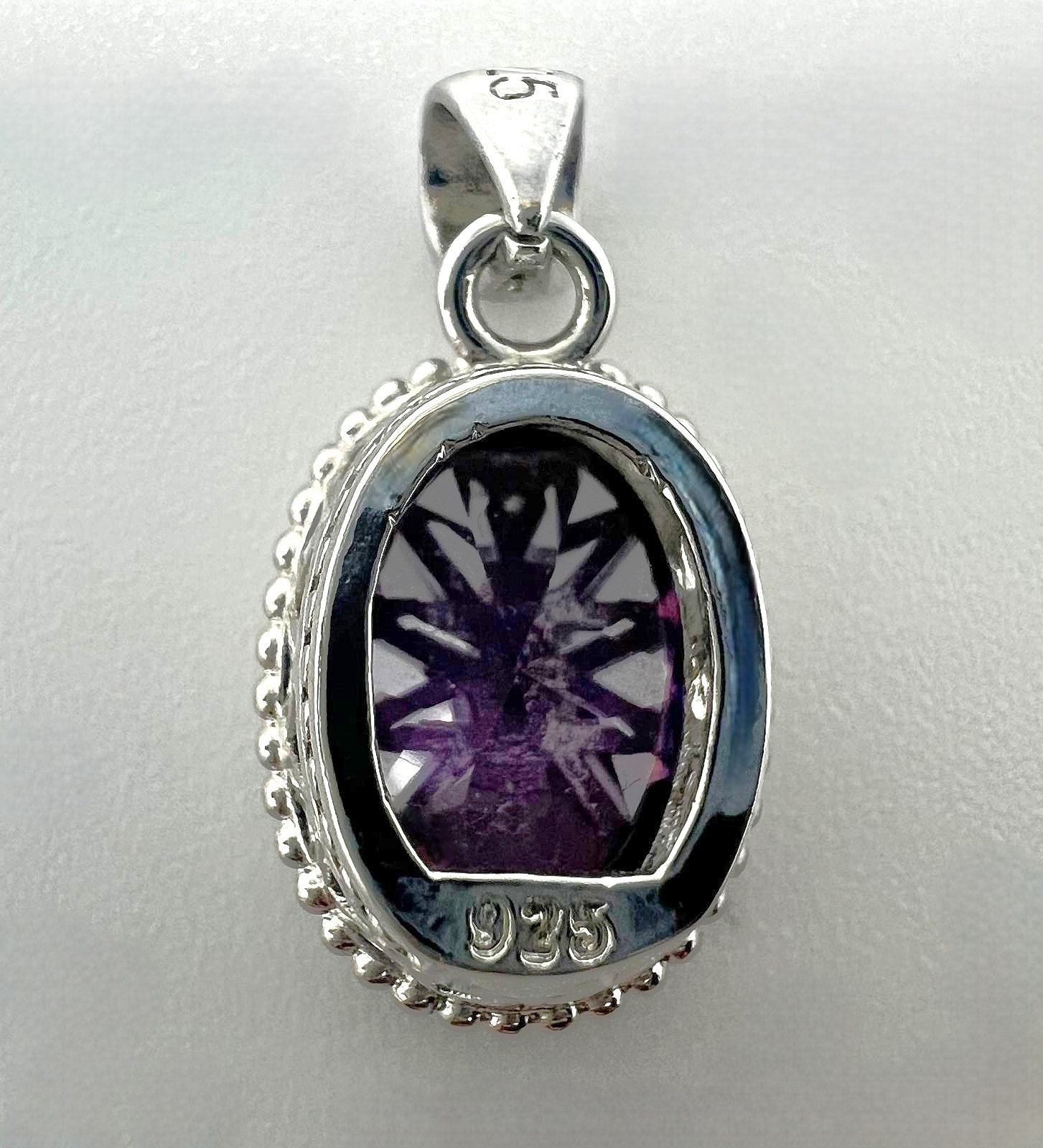 Elegant Amethyst Pendant 925 Silver, Oval Faceted, Italy Vintage