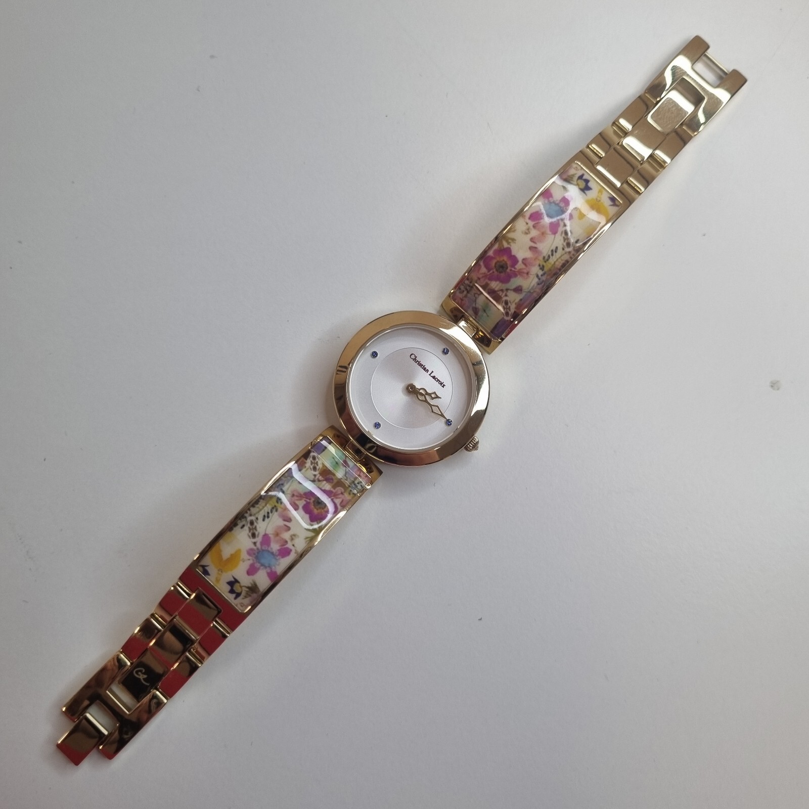 Christian Lacroix Gold & Floral Ladies Wrist Watch New Old Stock N°8010103