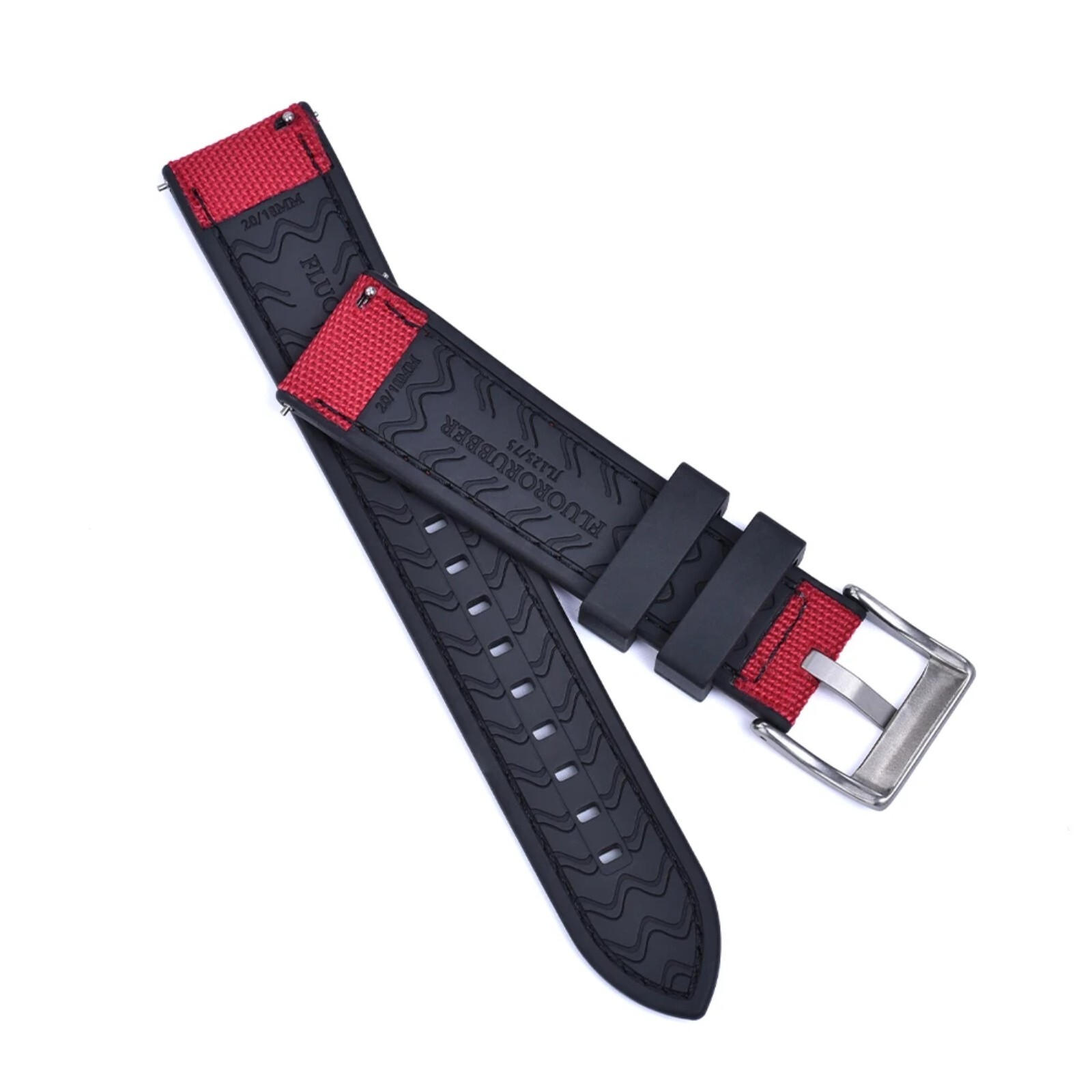 20 22mm Nylon Rubber Dive Watch Strap Hybrid Canvas Quick Release Band