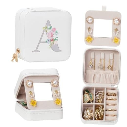 Travel Jewelry Box for Girls: Traveling Ring Case Gift for Women – A White