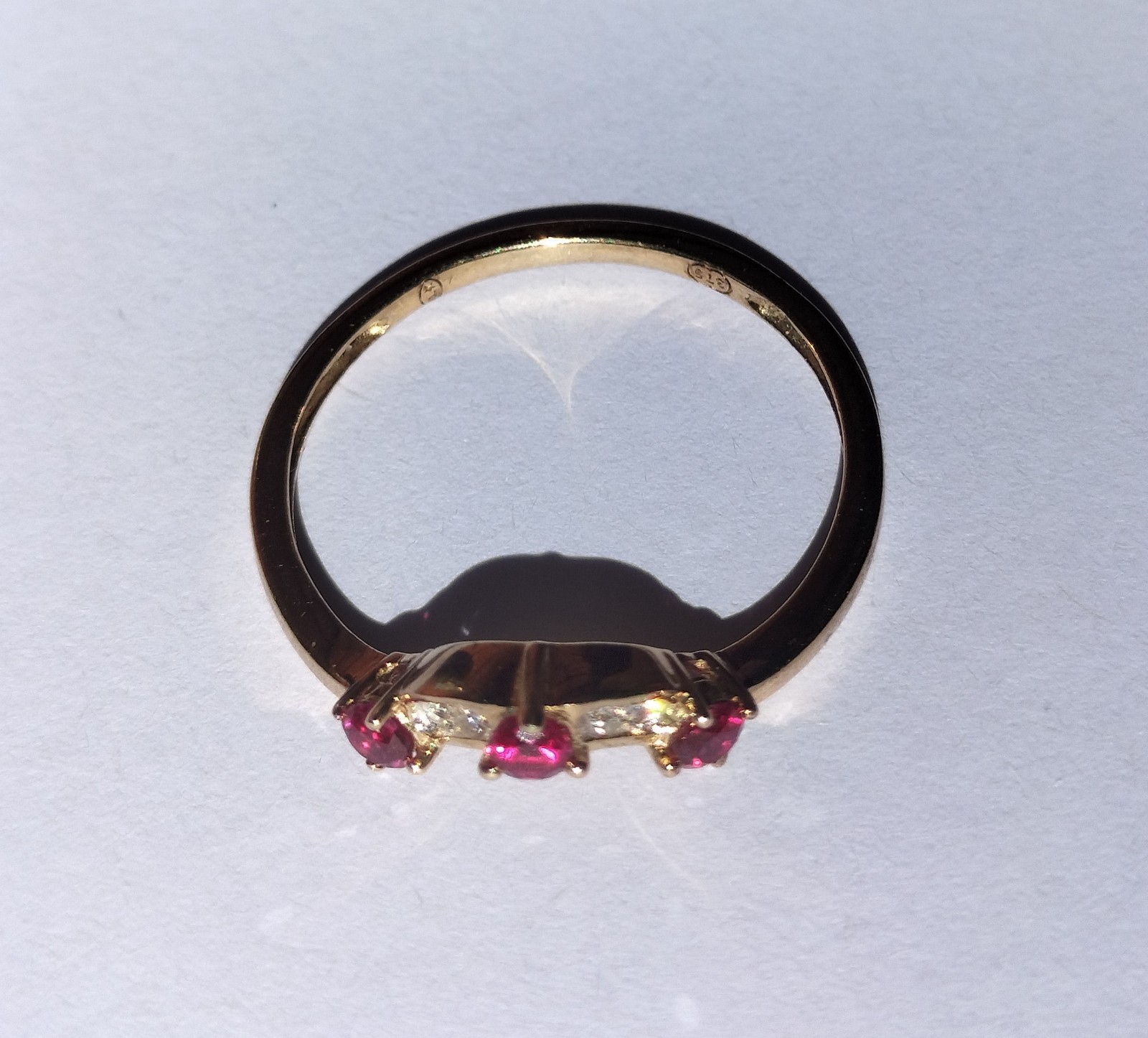 Vintage Handmade Italian Gold Ring by Padova 3x Ruby & 4x Diamond P1/2 (17.97mm)
