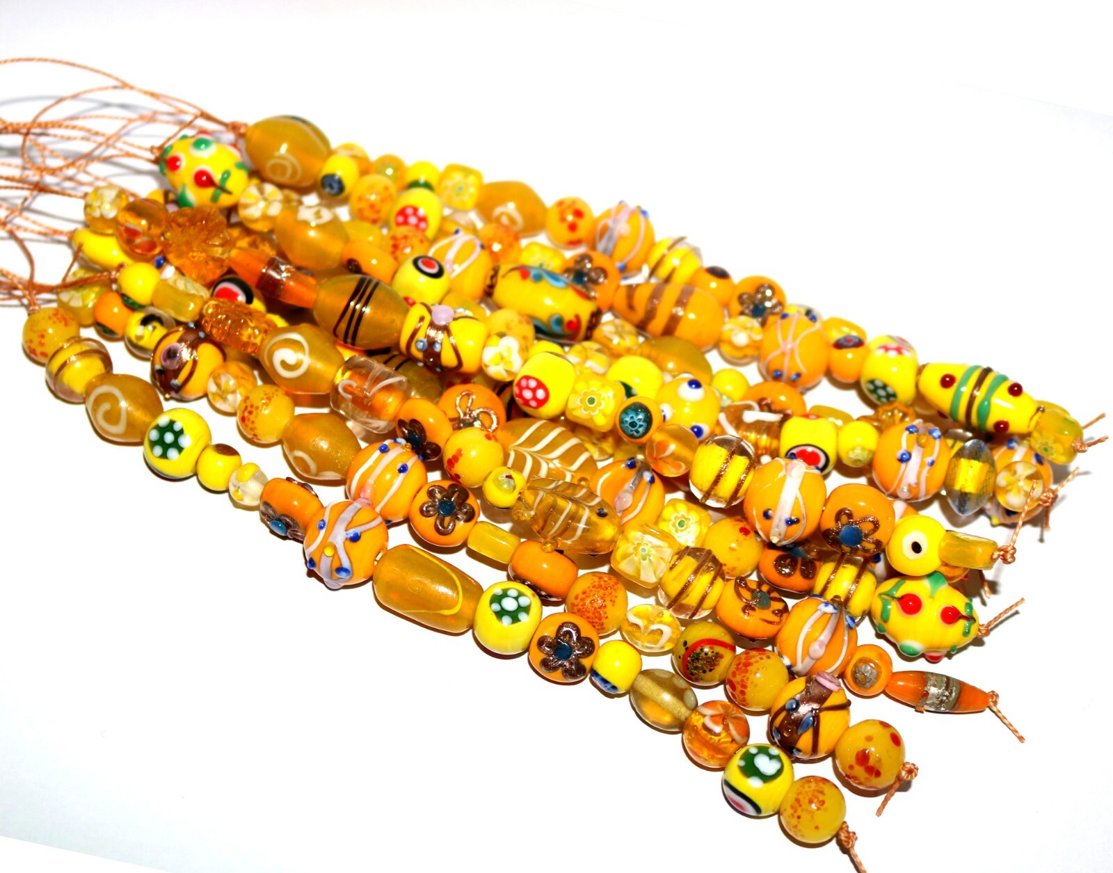 30 strands lot Lamp work Beads, 5 each in 6 color combination, Handmade Glass