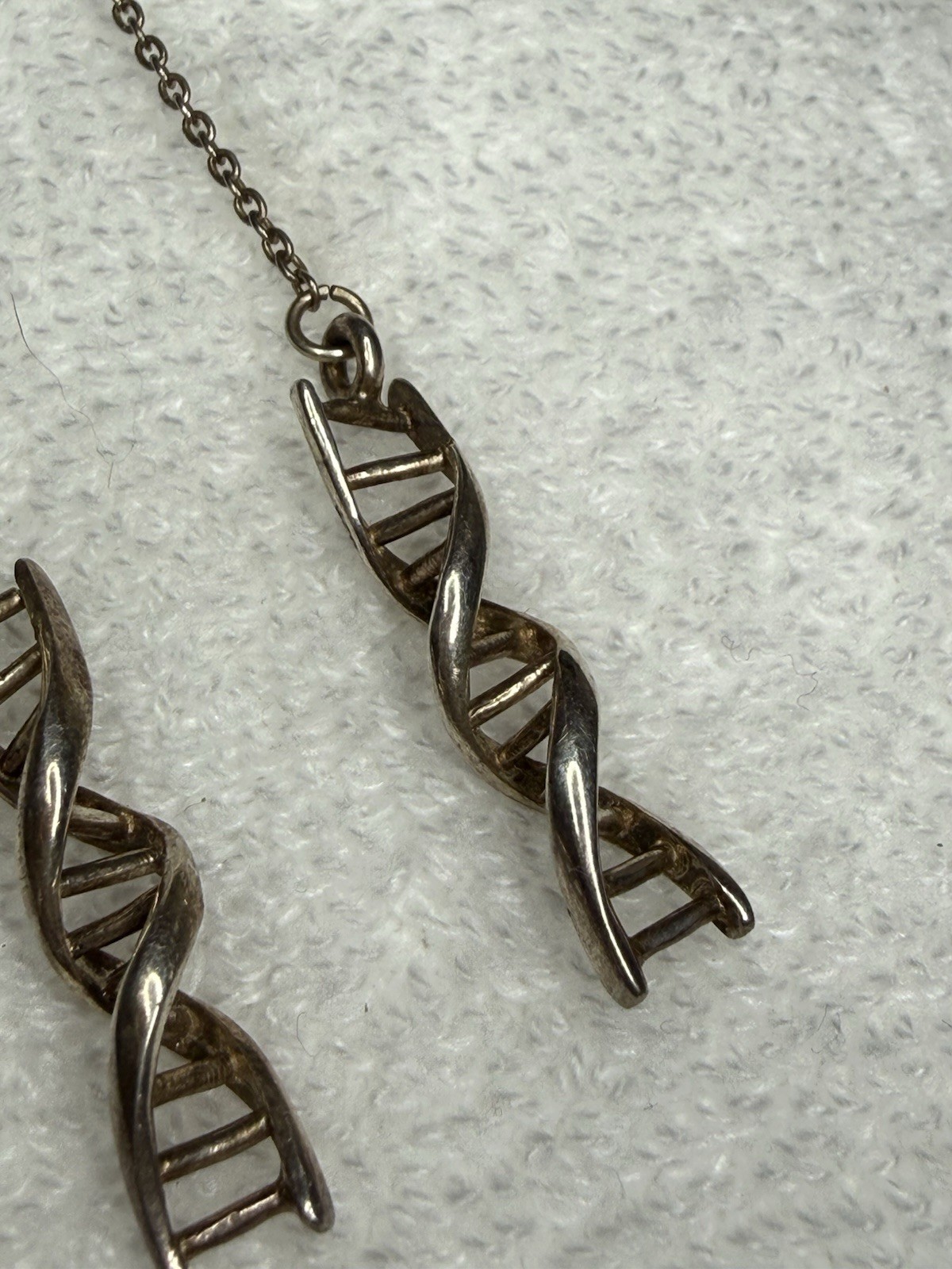 Sterling Silver 925 Double Helix DNA Drop Dangle Earrings