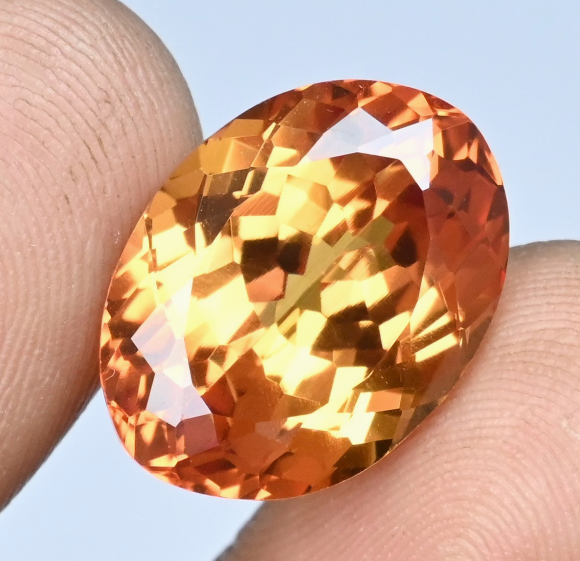 20.00 Ct Natural Imperial Topaz Oval Flawless Untreated Certified Loose Gemstone