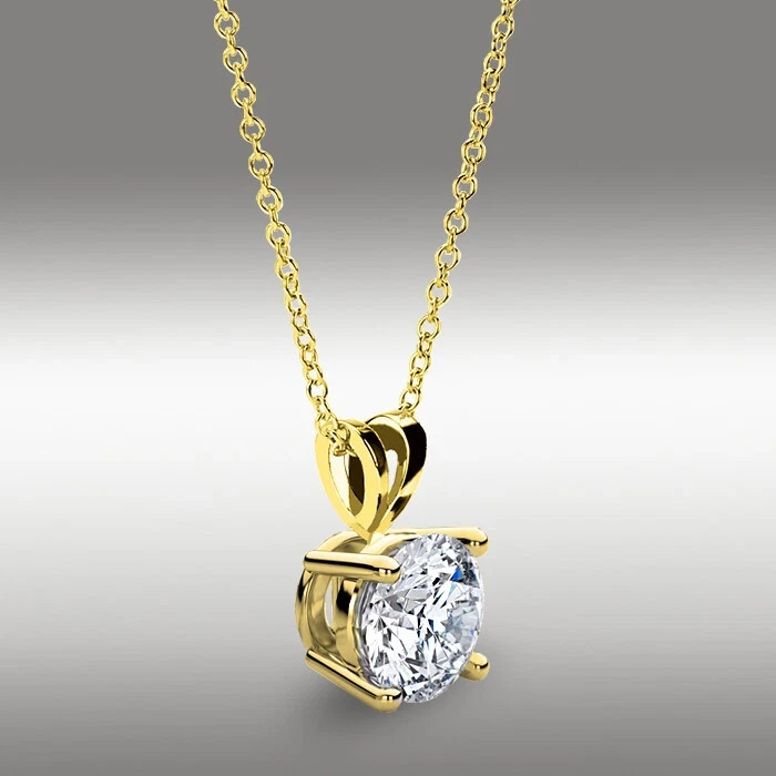 1.5 Ct Round Cut Moissanite Pendant 14k Yellow Gold Plated Necklace Gift