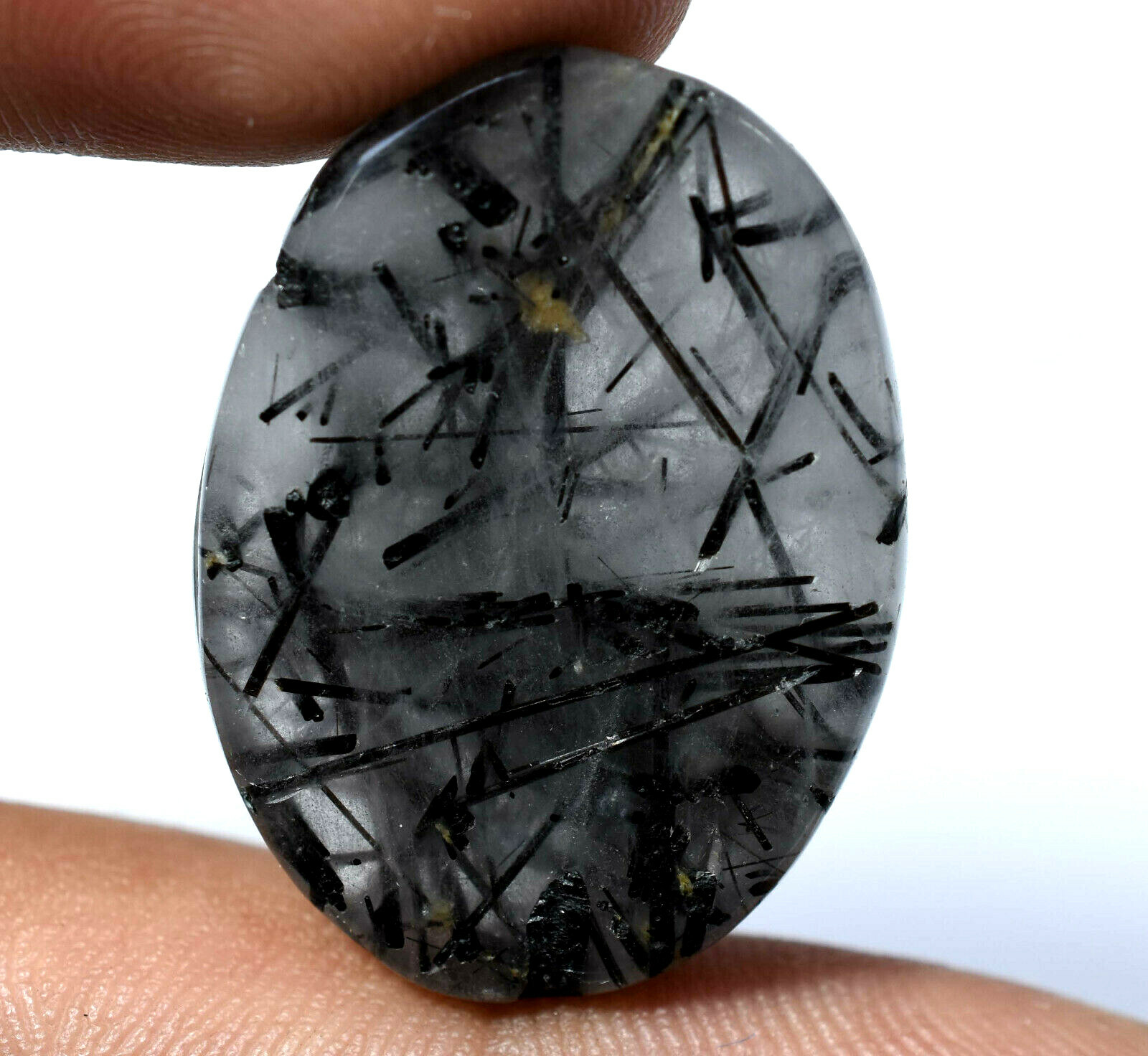 40.55 CT Natural Rutilated Quartz Inside Black Rutil Cabochon Fine AAA+ Gemstone