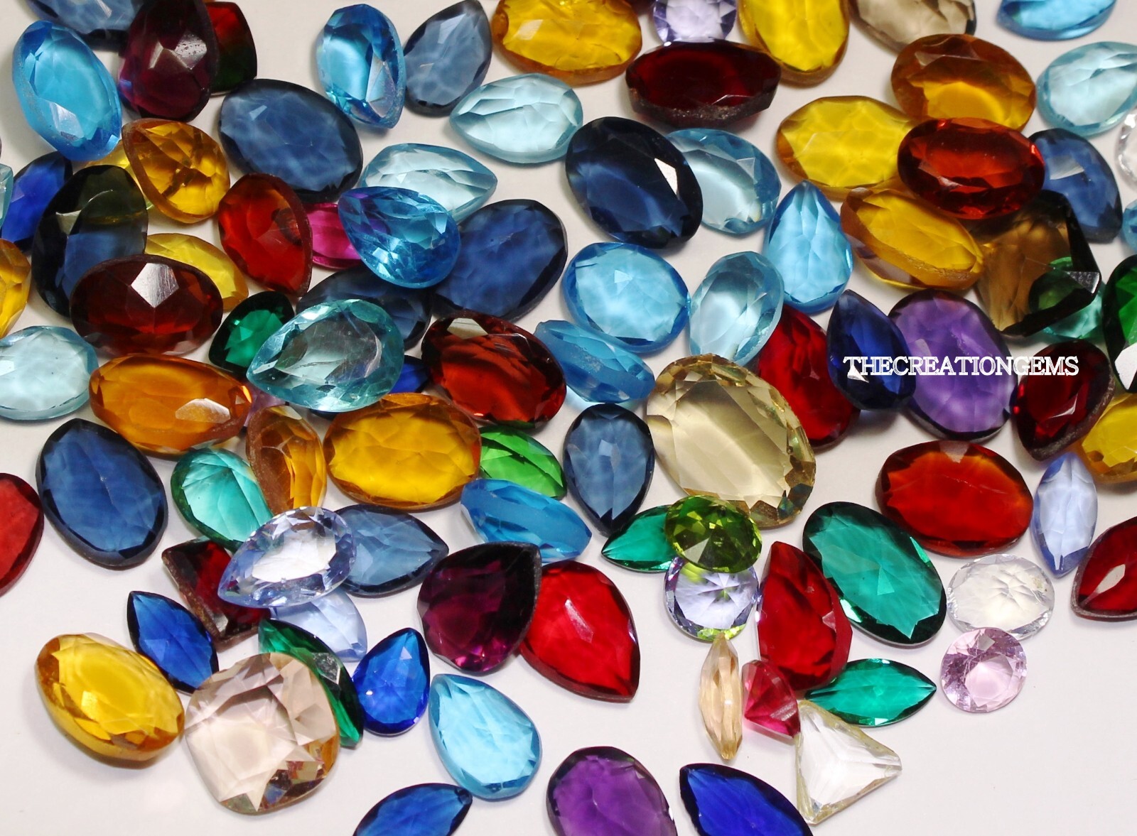 Lab created Mixed Semi-precious Gemstones Lot with multiple shapes sizes n Color