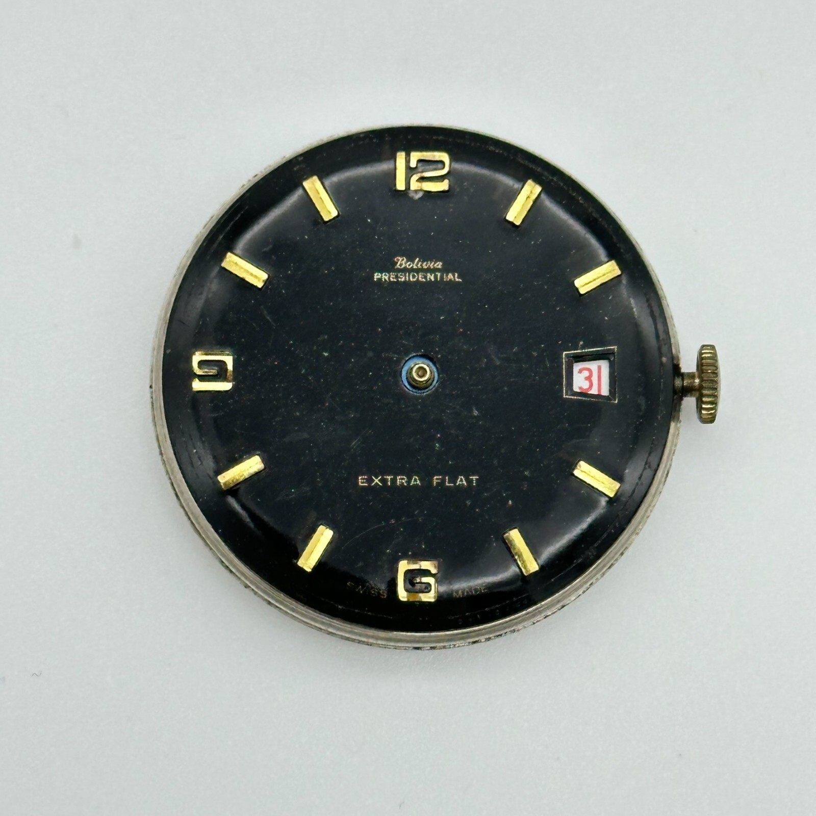 Vintage BOLIVIA Presidential Extra Flat Swiss Mechanical Movement (FOR PARTS)