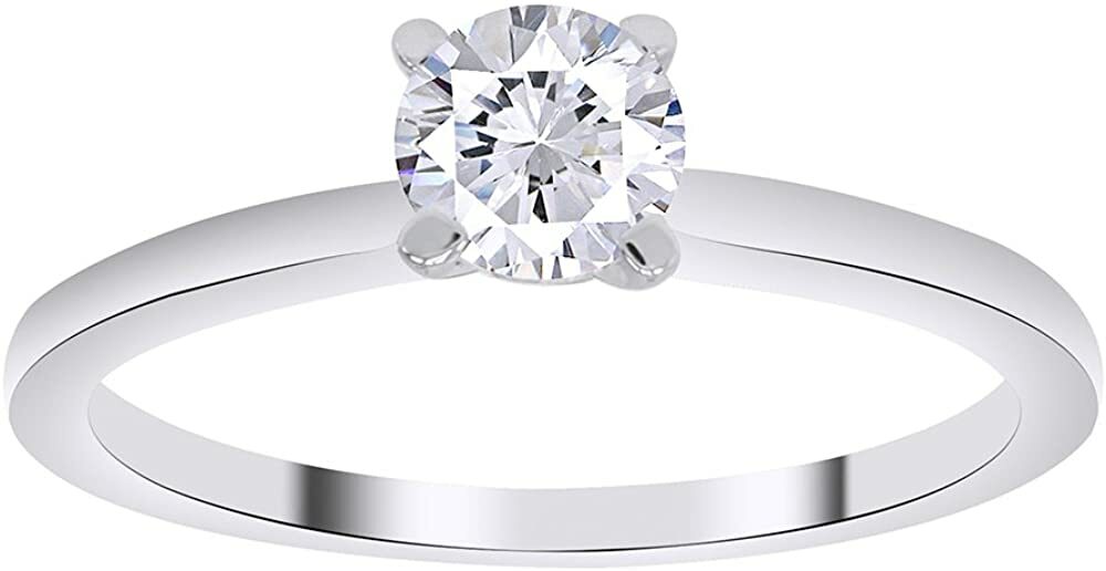 1/4 Ct Diamond Solitaire Ring in 14K White Gold (H-I Color, I3 Clarity)