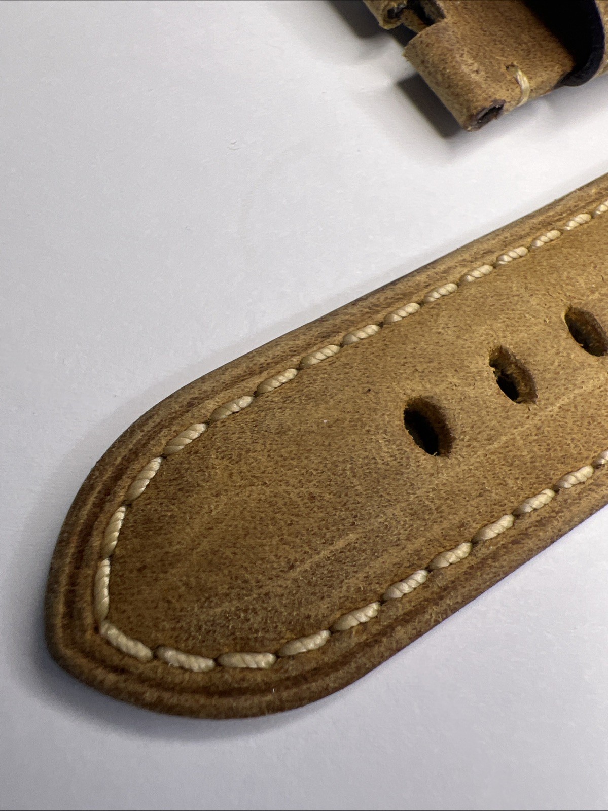 Panerai 26mm x 22mm Tan Light Brown Leather Strap Band w/ Ivory Stitching