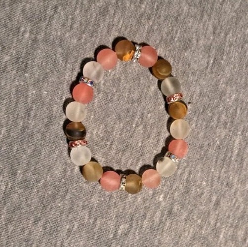 Handcrafted Stretchable Bracelet Multi-colored Matte Volcano Lava 2 1/2 inches