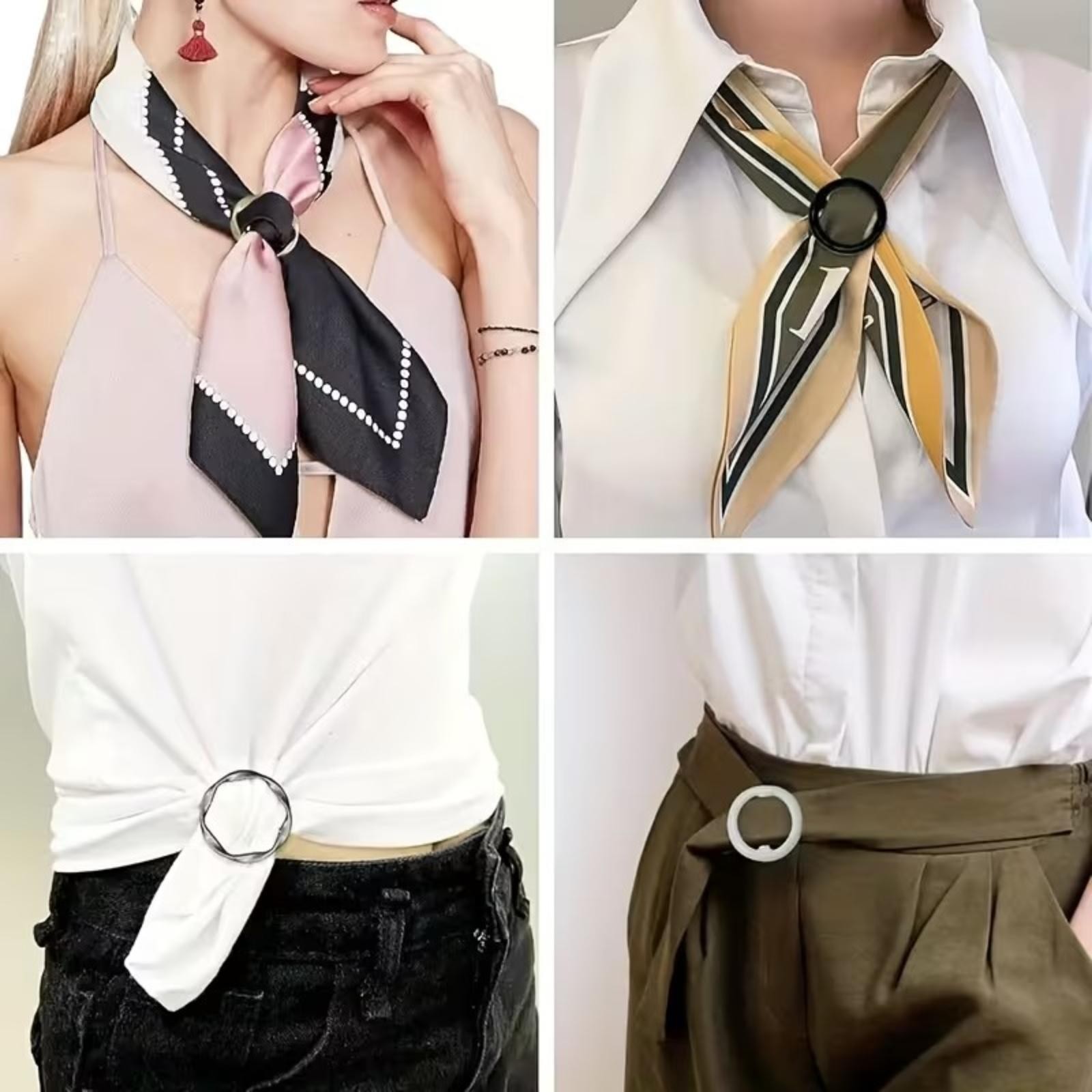 5Pcs Metal T Shirt Clips Scarf Ring Buckle Waist Cinch Hem Tie Clothing Fastener