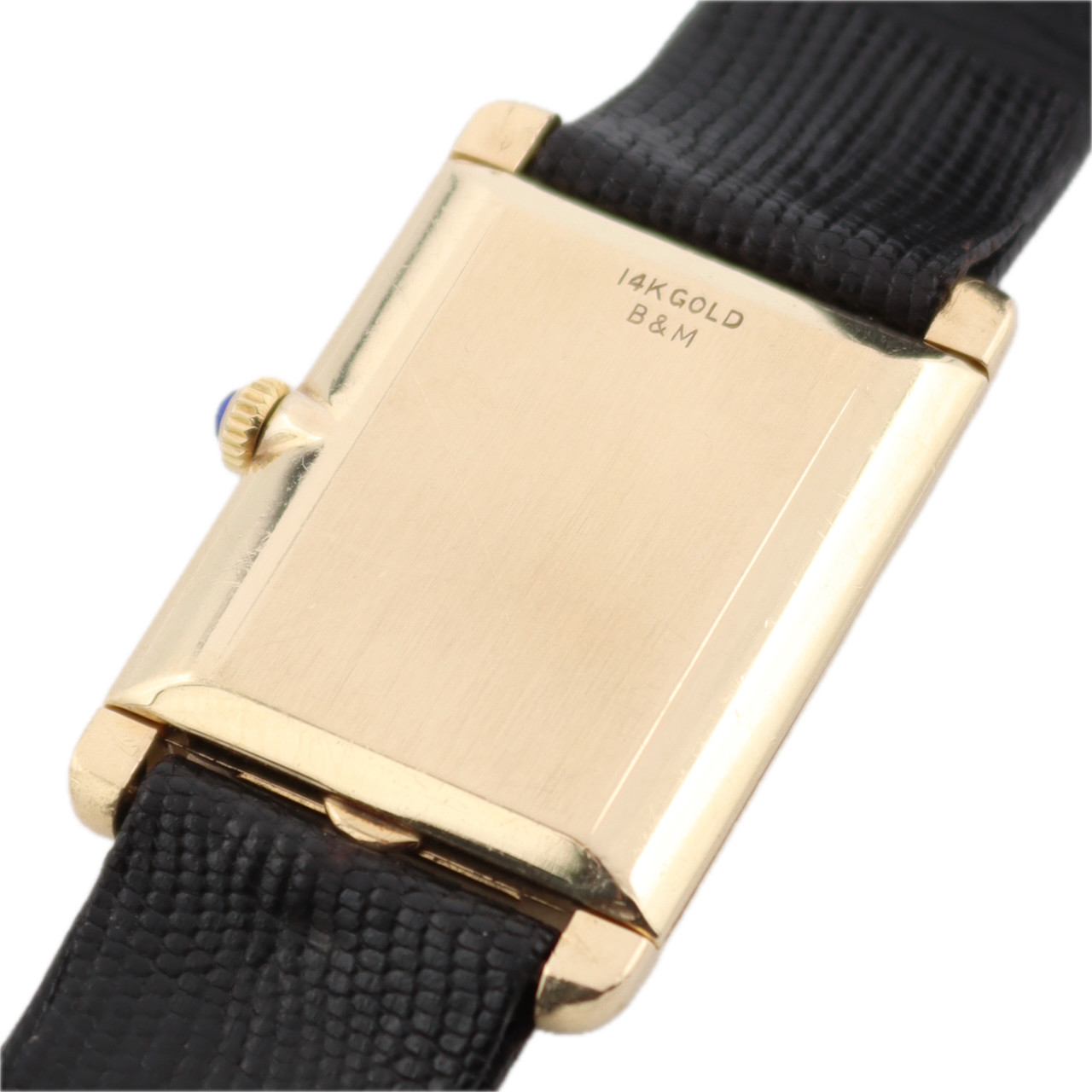 Vintage 23mm Baume & Mercier Tank Style Watch Mechanical Wristwatch 14k Gold