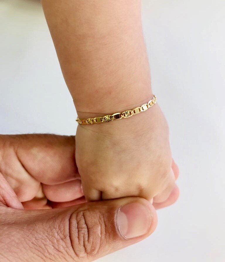 Newborn Baby/Childrens Boys/Girls Gold Filled Bracelet, Pulsera Para Bebe Niñas
