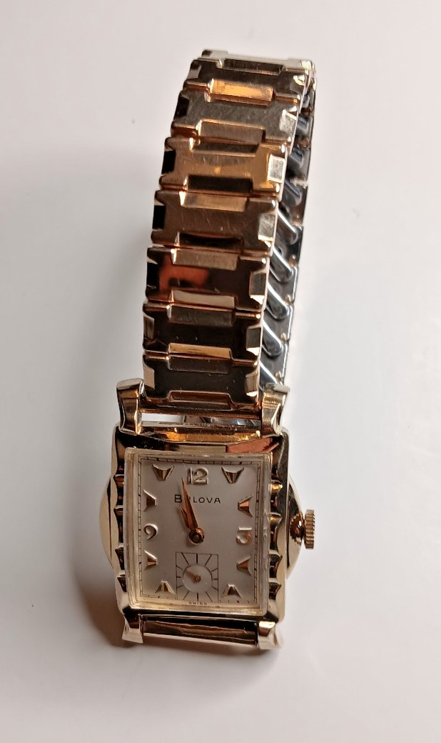 Bulova 10k RGP Mens Senator Tank Watch 1958 Manual Near Mint 25.6mm Running