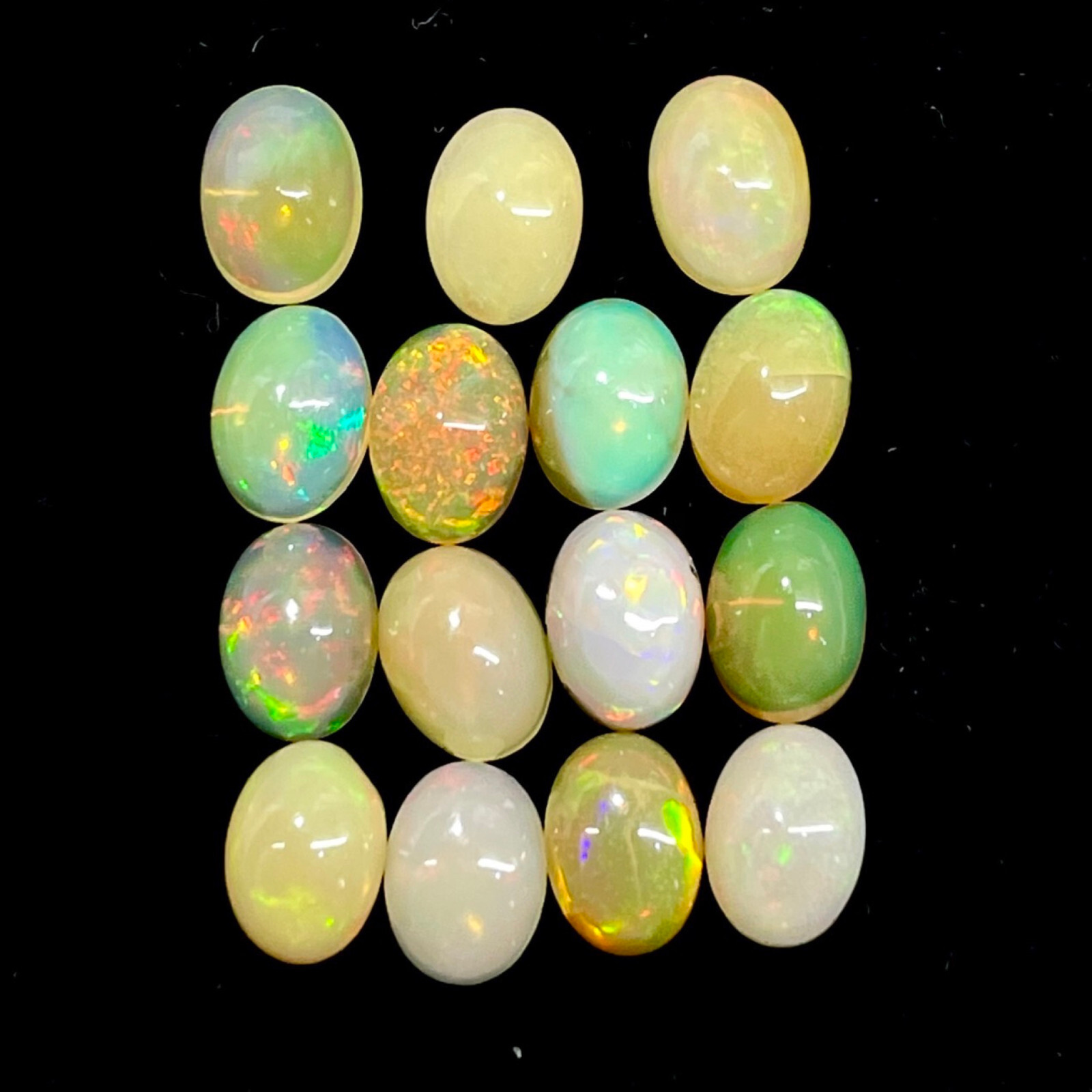 15 Pcs Natural Ethiopian Opal 7x5mm Flashy Untreated Loose Cabochon Gemstones