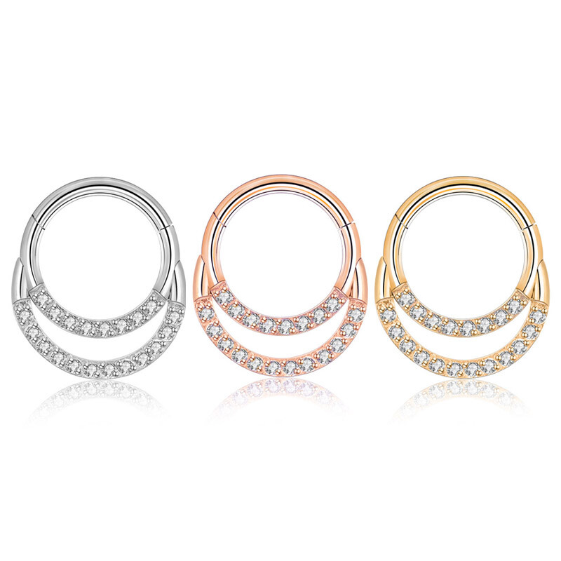 1Pc 16G Hinged Septum Clicker Ring Nose Rings Hoops Surgical Steel Daith Earring