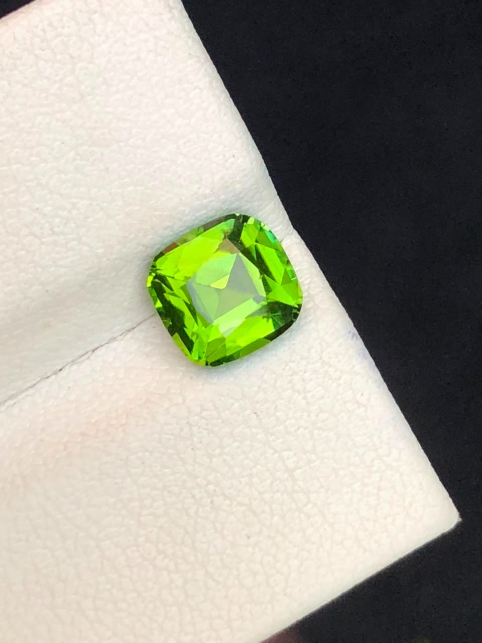 1.60ct Natural Loupe Clean Neon Lime Green Tourmaline Cushion Cut Loose Gemstone