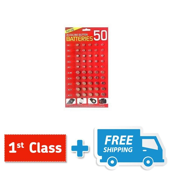 50 X ASSORTED Watch Cell Batteries AG1 AG3 AG4 AG10 AG12 AG13 for Toys, Watches
