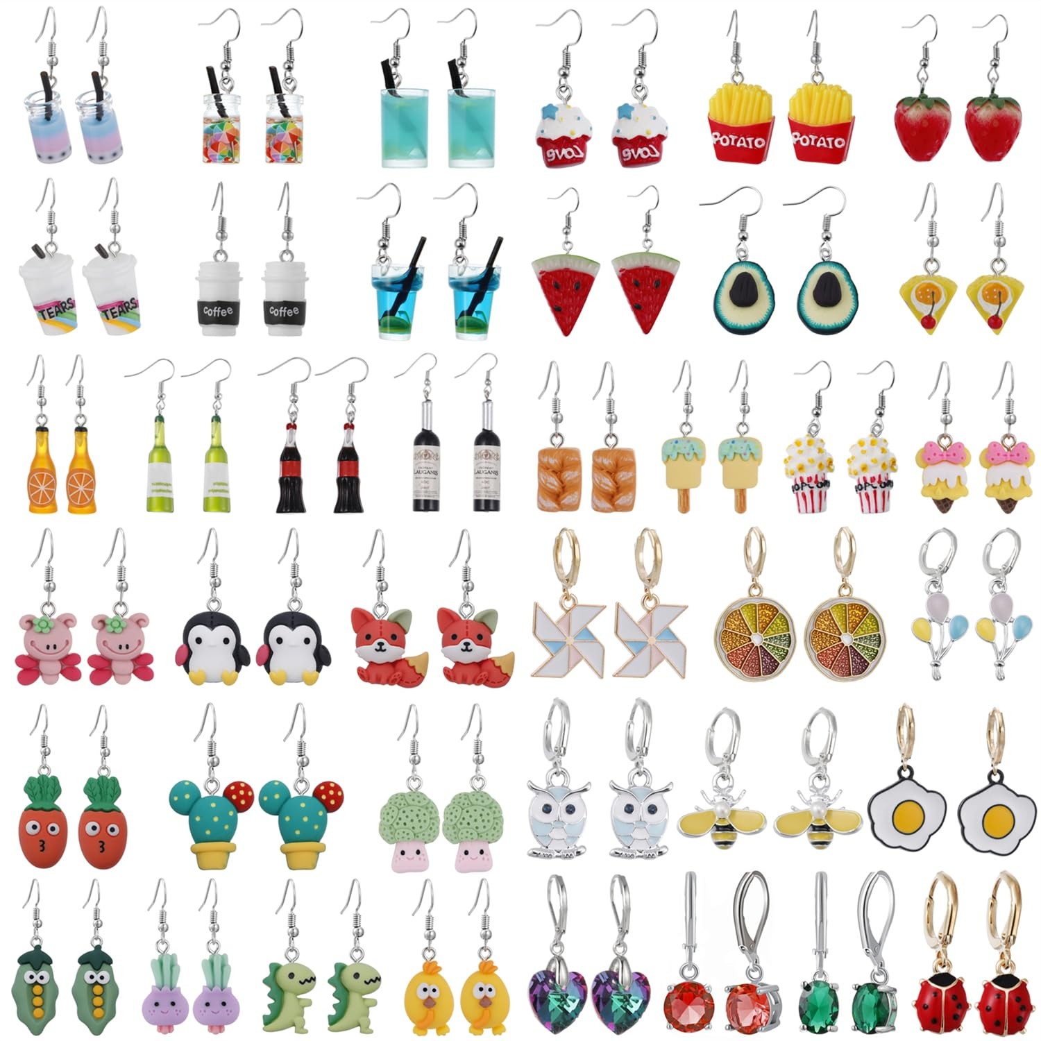 Azurt LCX 20 Pairs Random Mixed Resin Acrylic & Metal 20pcs