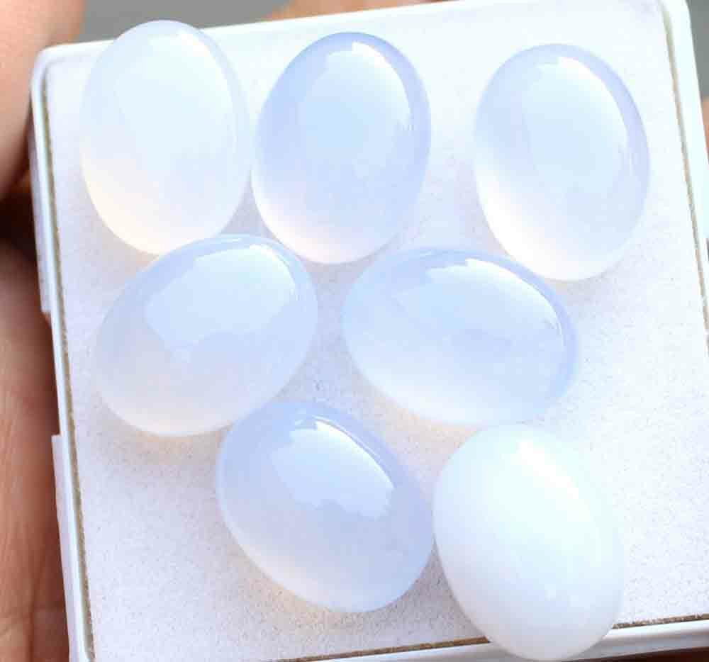 101.60 Ct Natural Blue Chalcedony Oval Shape Cabochon Calibrated Loose Gemstone