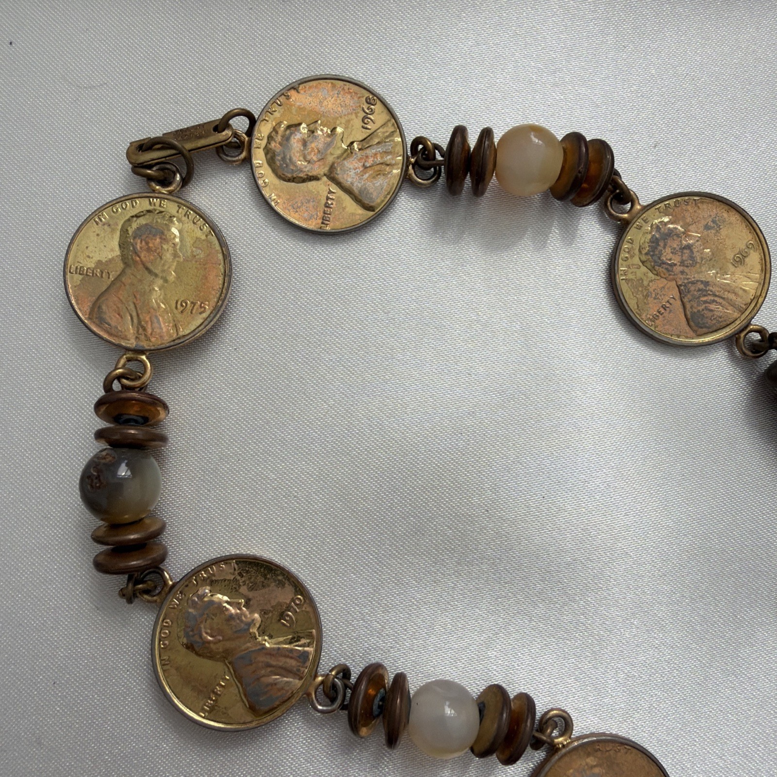 Vintage Miriam Haskell Lincoln Penny Necklace Signed Patent 3427691 Designer