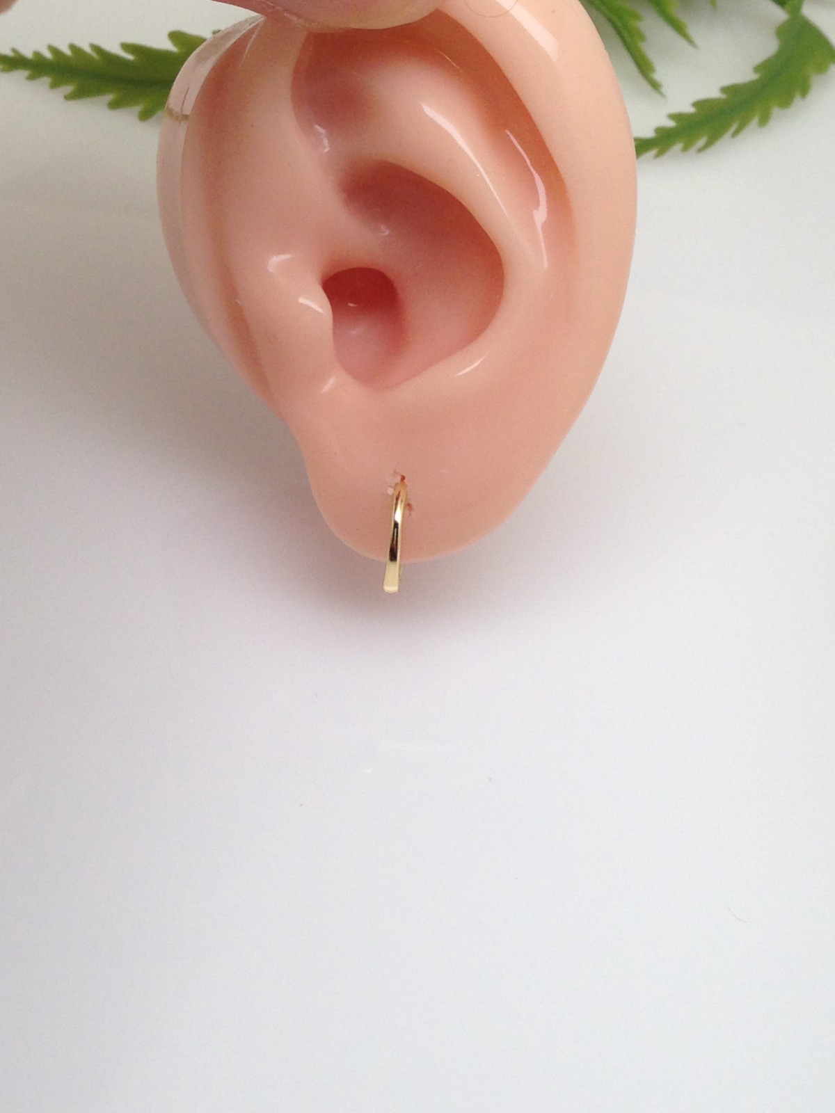 925 Sterling Silver Plain Gold Huggie Hoop Earrings Tiny 10.8mm/9mm x0.9 Unisex