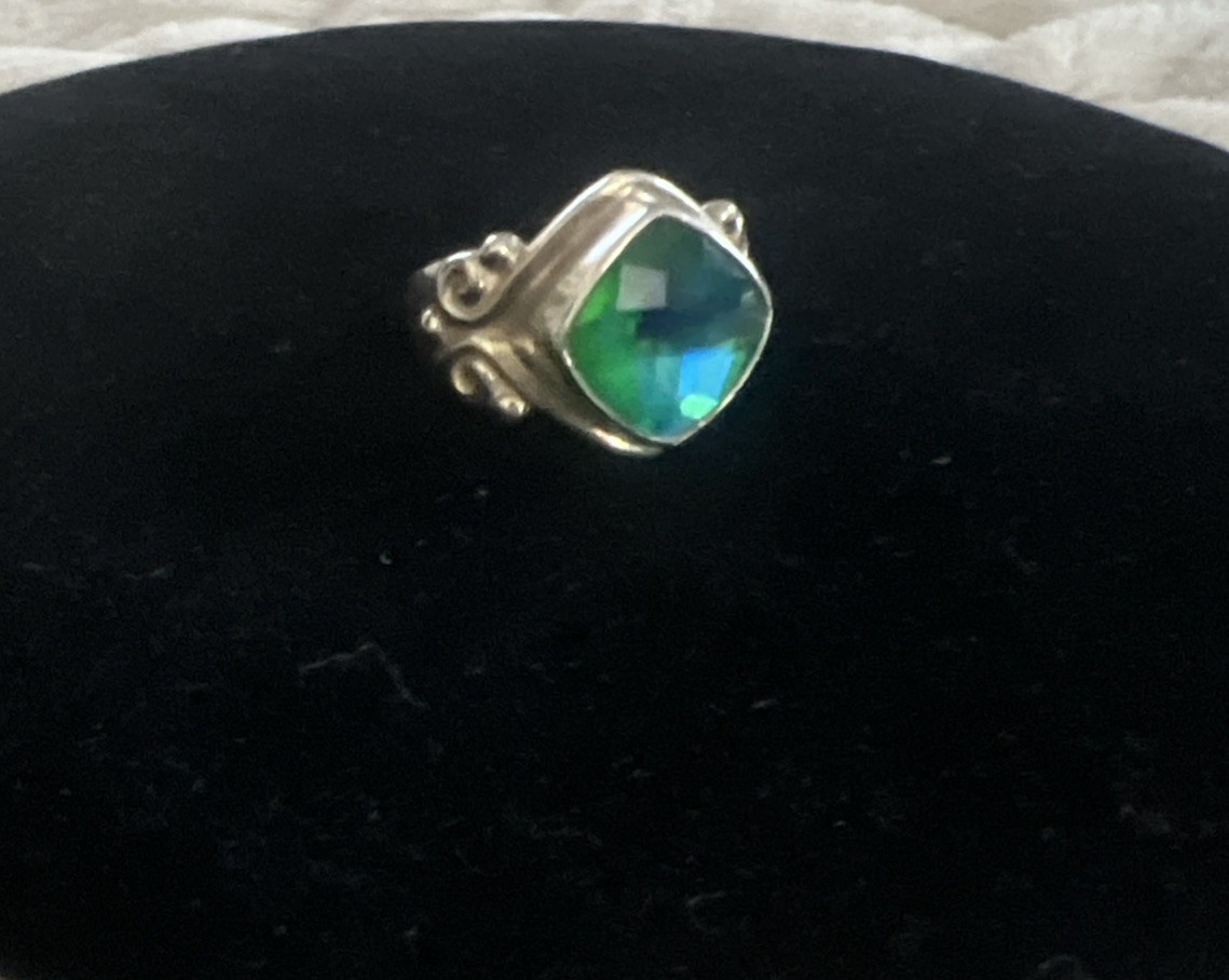 SAJEN Sterling Silver & Caribbean Blue Quartz Cocktail Ring Size 7