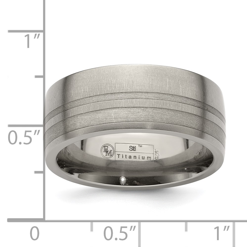 Titanium and Argentium Sterling Silver Brushed 9mm Band Ring Size 10 for Men’s