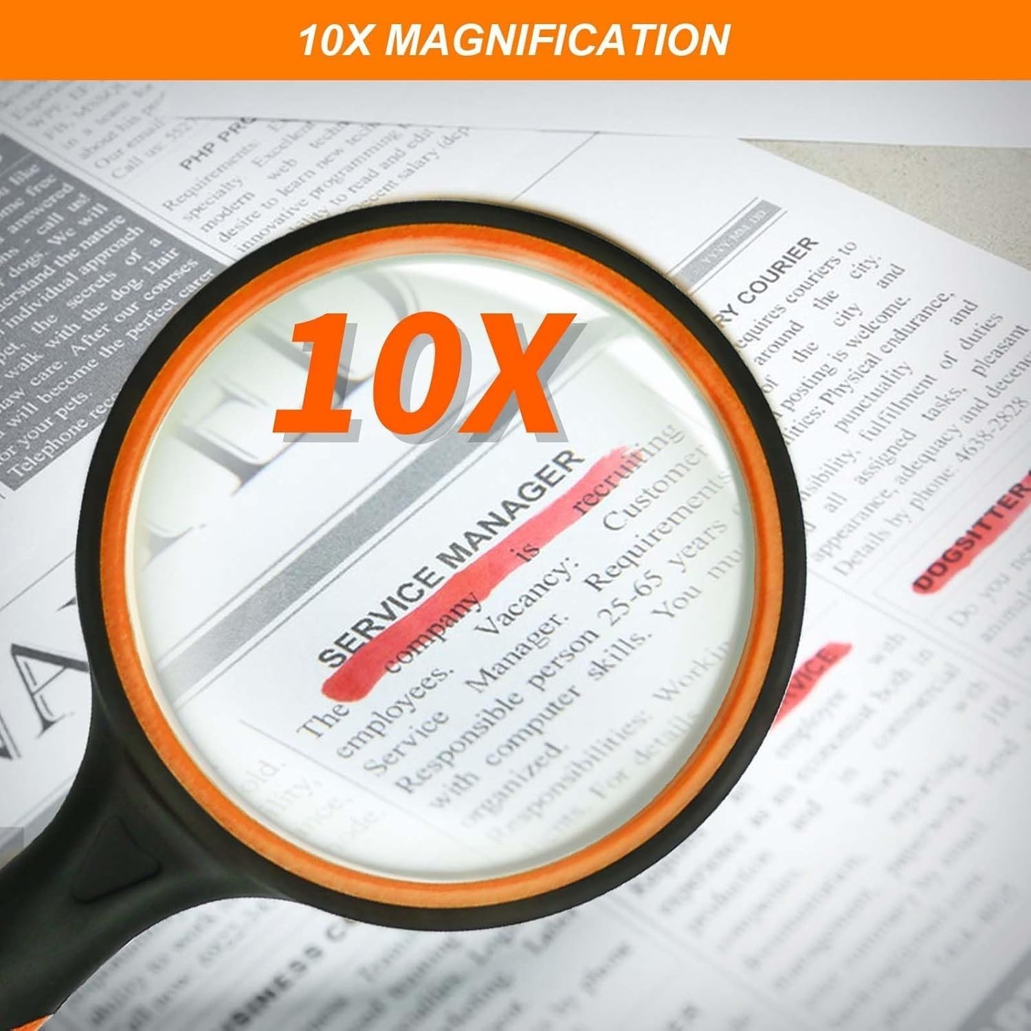 10X Magnifying Glass with Non-Slip Grip – Versatile & Portable for All Ages
