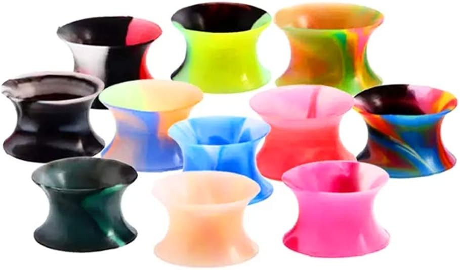 Pair Colorful Thin Silicone Ear Tunnels Plugs Gauges Earskin Earlets Flesh Gauge