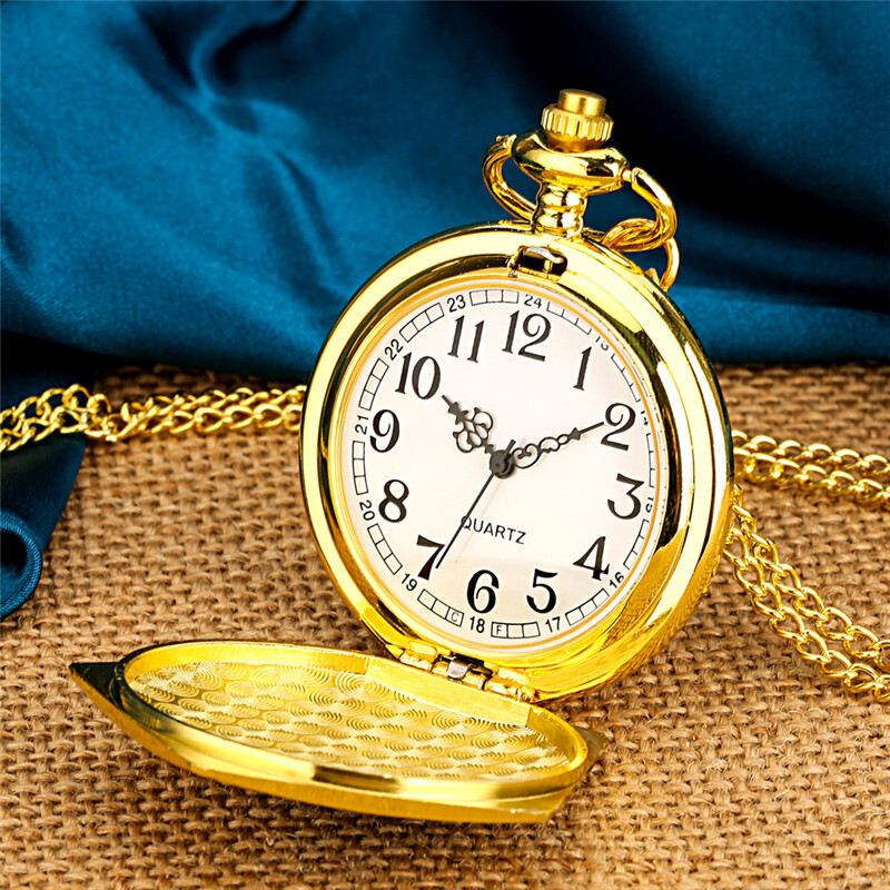 Golden Pentagon Chocolate Frog Quartz Pocket Watch Necklace Chain Birthday Gifts