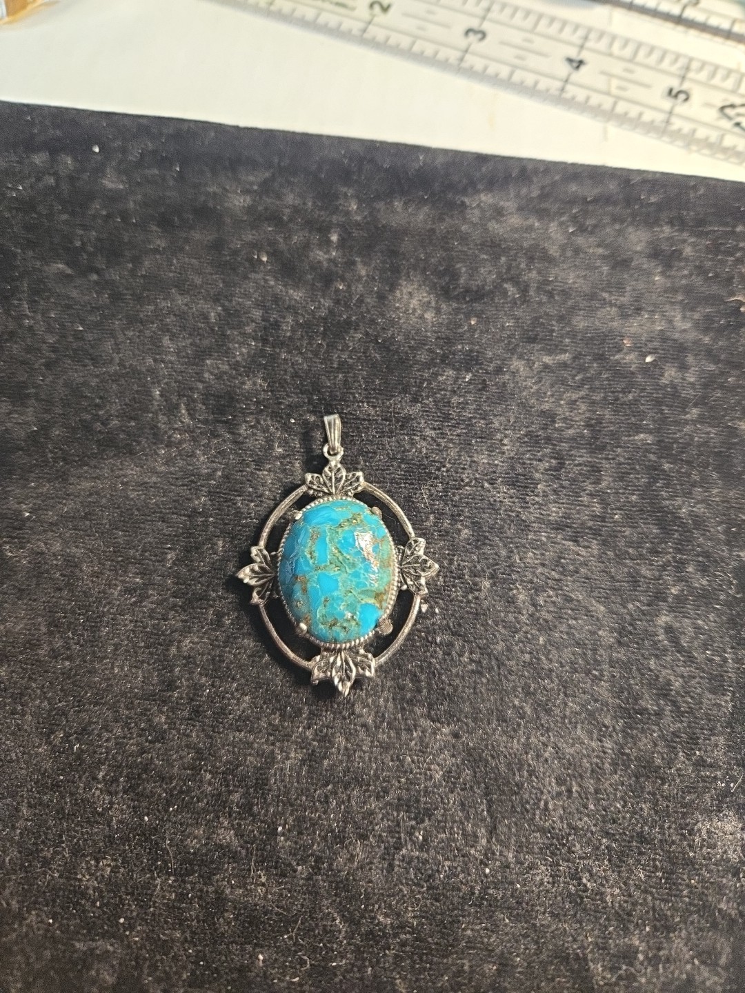 Unbranded Turquoise And Silver Tone Pendant 1.5 Inches Long (I-5)