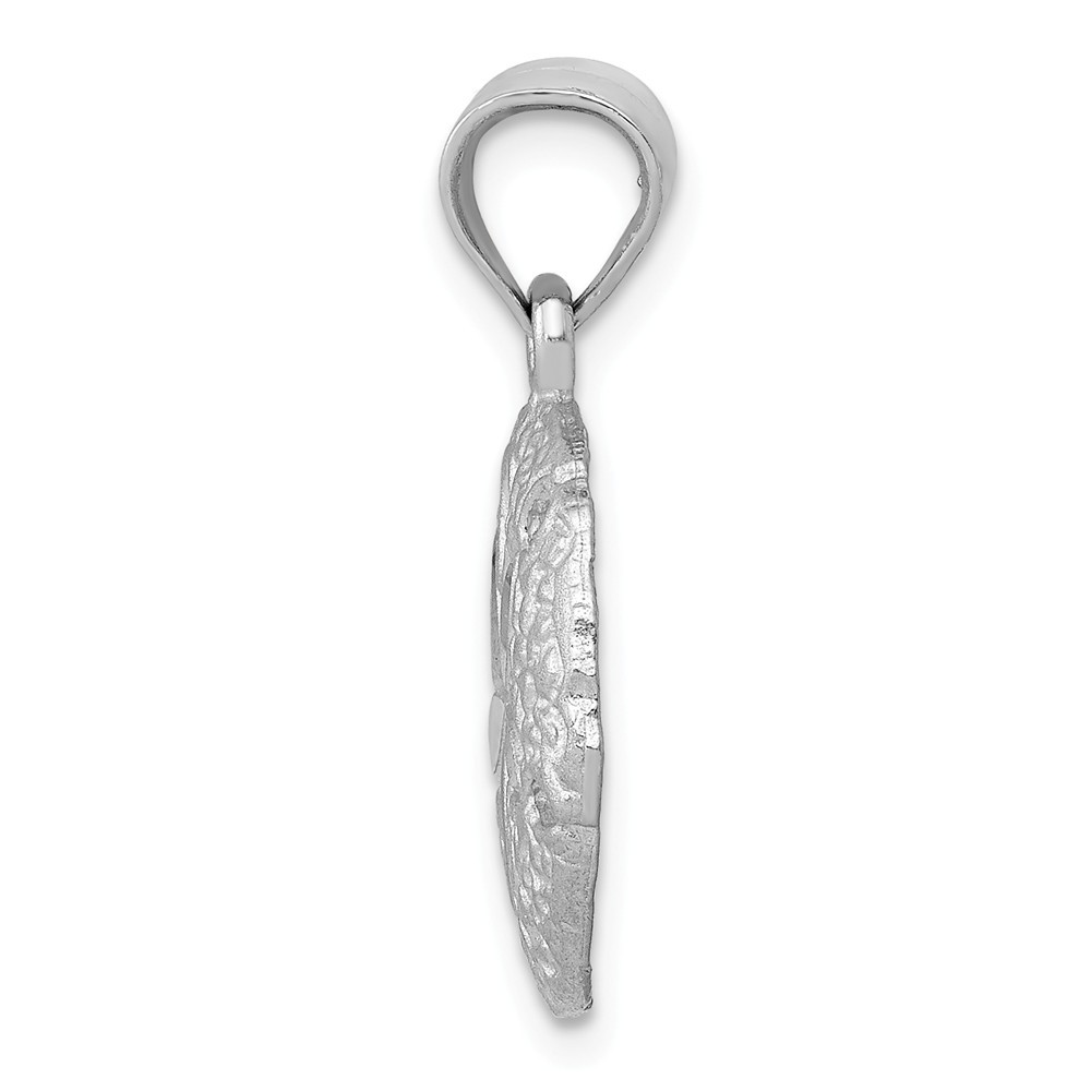 14K WHITE GOLD TEXTURED SOLID SAND DOLLAR SEA SHELL BEACH THEME CHARM PENDANT