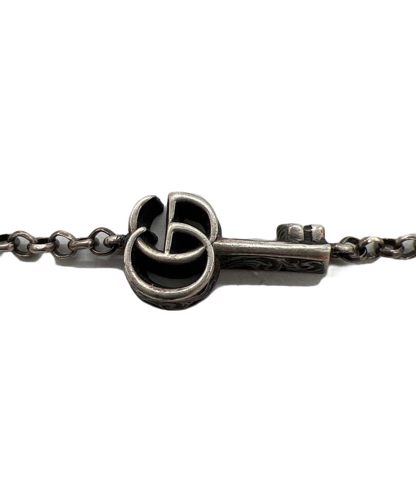 Gucci Double G Key Bracelet Silver 925 Lobster Clasp 17cm 6.6in Womens 770723
