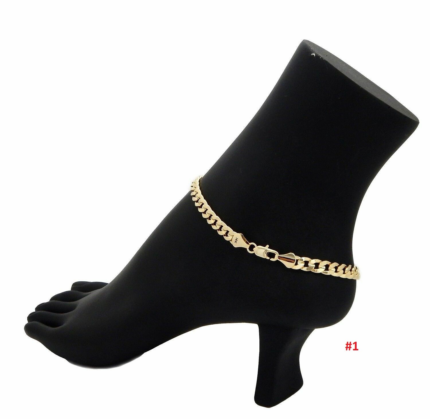 TWIST ROPE CUBAN LINK MARINER CHAIN ANKLET ANKLE BRACELET 14K ITALY GOLD PLATED