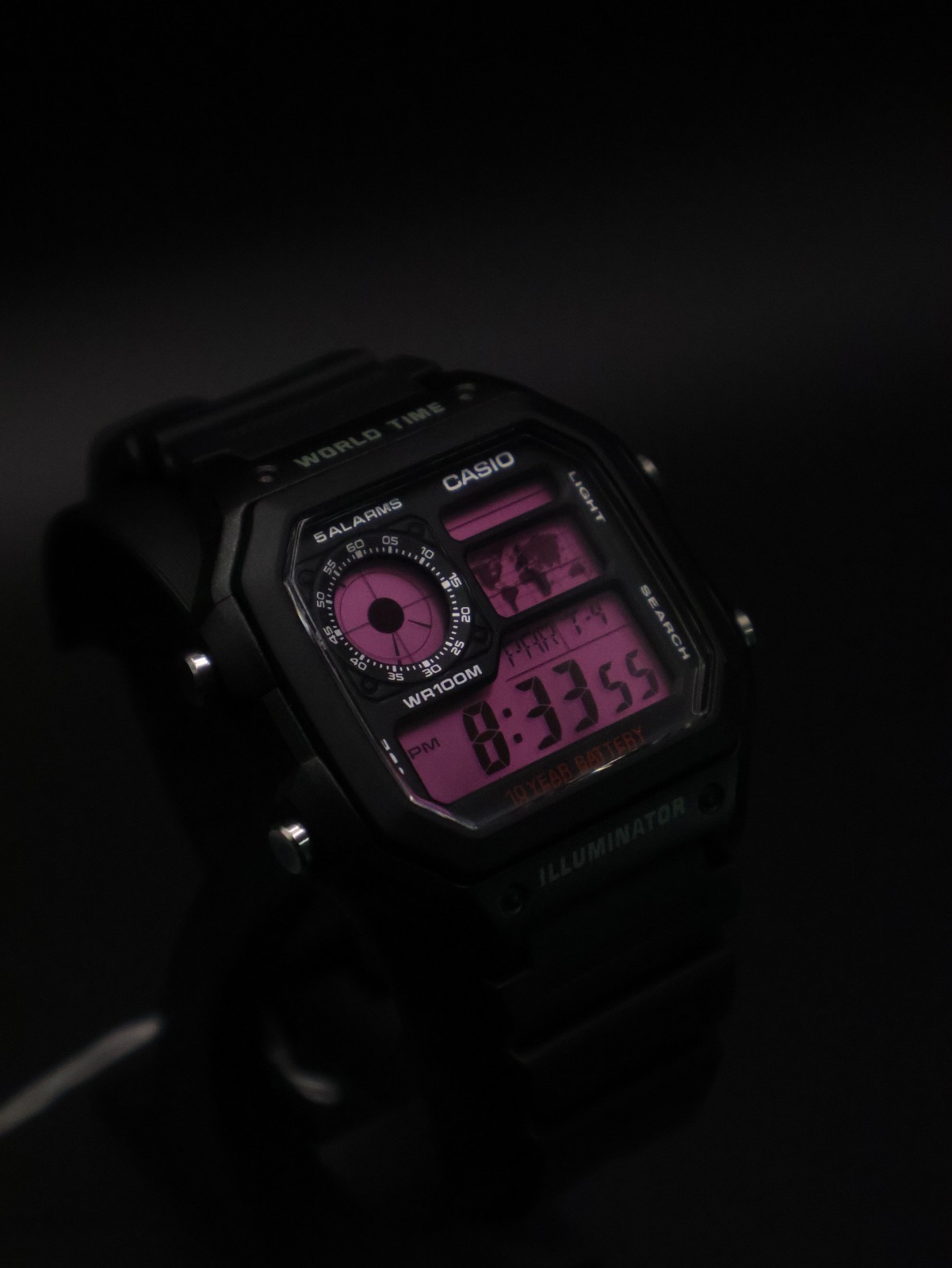 “Pink Panther” | Custom 🩷 Casio World Time Illuminator | Royale | AE-1200WH MOD