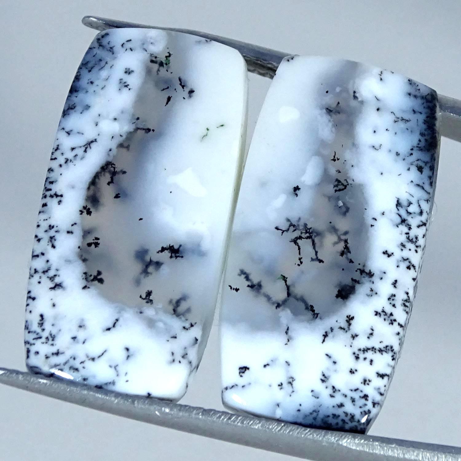 23.10Cts. A+ Natural Dendrite Opal Pair Cushion Cabochon Gemstone 12X24X4MM