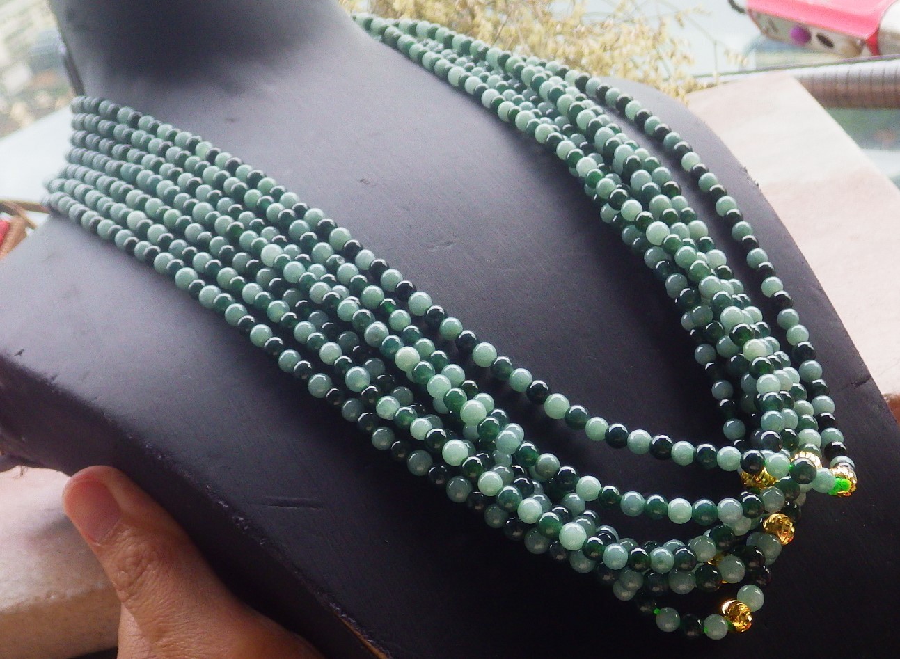 1pcs Green Burma 100% A JADE Jadeite beads bead Necklace 5mm 22 inches 711373
